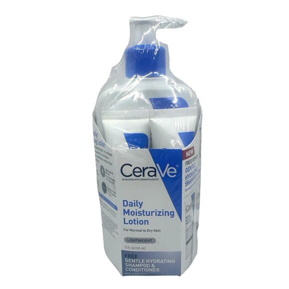 CeraVe Daily Moisturizing Lotion - 12 fl oz + (Bonus Shampoo & Conditioner) - Picture 1 of 3